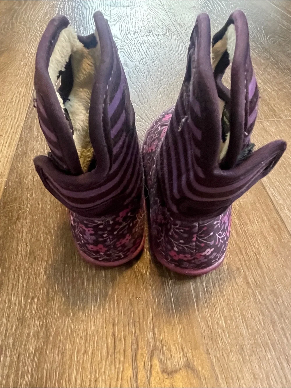 Bogs Purple Floral Stripped Waterproof Winter Rain Boots Size 6 Baby/Infants